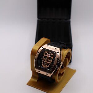 Rose Gold & Black Skeleton Skull Watch | Automatic Mechanical | Sport Style